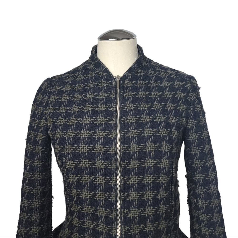 Zara Basic Tweed Houndstooth Full Zip Jacket XS - image 2